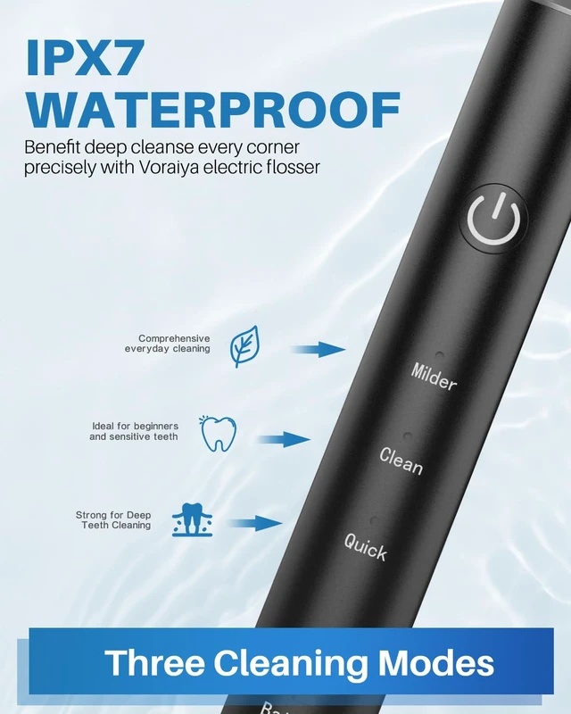 Alt view image 4 of 7 - Electric Flosser for Teeth, Electric Dental Flosser, Adults, Braces | Electric flossers for adults teens with 20,000 VPM sonic 3 modes 50 reusable heads IPX7 Waterproof Cordless 60-day battery