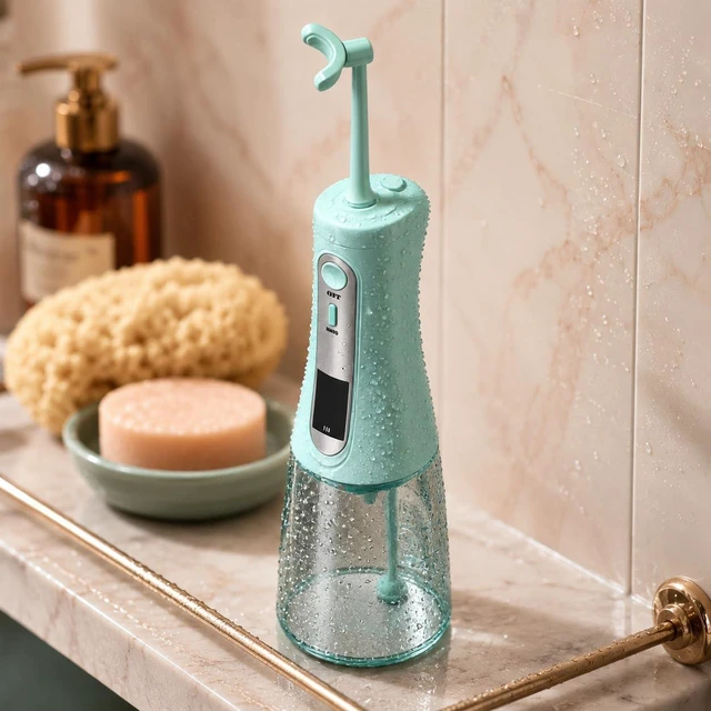 Alt view image 6 of 7 - Water Flosser, Cordless Advanced Dental Flosser Pick for Teeth-5 Jet Tips | U-Type 360° Cleaning & LED Display,350ML Tank,5 Cleaning Modes,USB-C,Water Flosser for Braces, Sensitive Gums & Travel