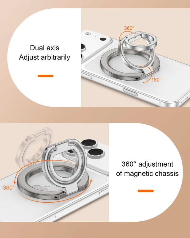 Alt view image 3 of 7 - Magnetic Phone Grip Stand for Back of Phone, Pixel 10 Pro Snap Ring Holder Google Ring Stand, Dual-Sided MagSafe Finger Loop Handle Grip, iPhone 17e 17 Pro Max Mag Safe Holder for Car Mount, Desk, Gym