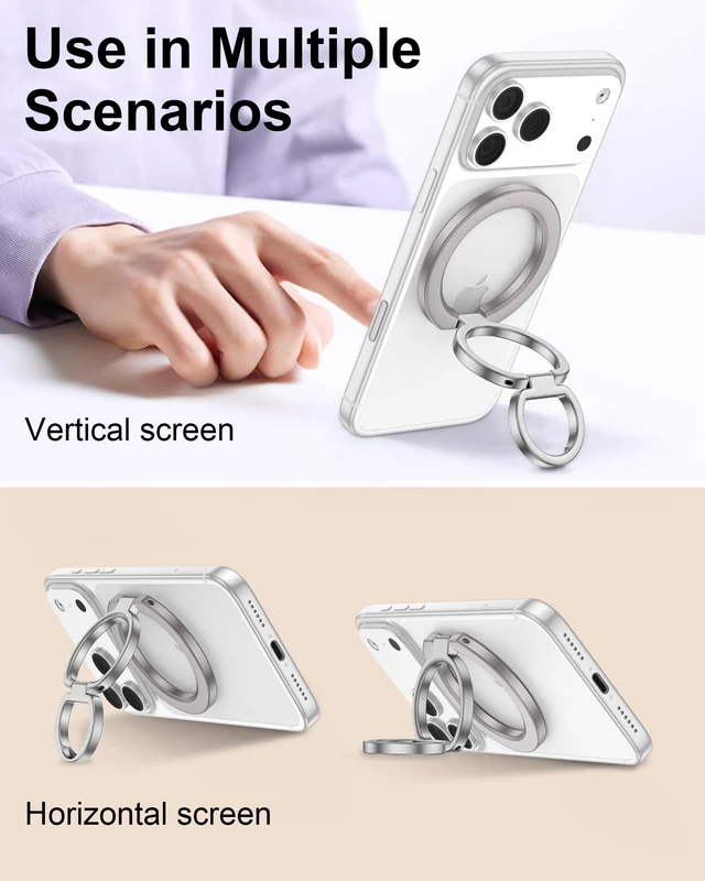 Alt view image 5 of 7 - Magnetic Phone Grip Stand for Back of Phone, Pixel 10 Pro Snap Ring Holder Google Ring Stand, Dual-Sided MagSafe Finger Loop Handle Grip, iPhone 17e 17 Pro Max Mag Safe Holder for Car Mount, Desk, Gym