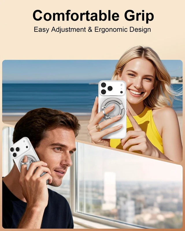 Alt view image 6 of 7 - Magnetic Phone Grip Stand for Back of Phone, Pixel 10 Pro Snap Ring Holder Google Ring Stand, Dual-Sided MagSafe Finger Loop Handle Grip, iPhone 17e 17 Pro Max Mag Safe Holder for Car Mount, Desk, Gym