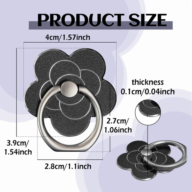 Alt view image 2 of 6 - Phone Rings for Back of Phone Flower Cell Phone Ring Holder Stand Finger Kickstand 360 Rotation Universal Ring Grip Holder Compatible with Smartphones Mobile Phone Case Accessories (Black)