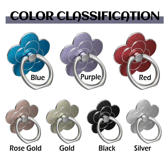 Alt view image 6 of 6 - Phone Rings for Back of Phone Flower Cell Phone Ring Holder Stand Finger Kickstand 360 Rotation Universal Ring Grip Holder Compatible with Smartphones Mobile Phone Case Accessories (Black)