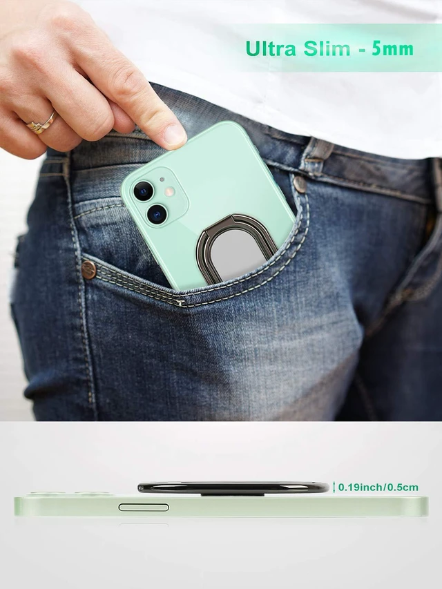 Alt view image 5 of 7 - Phone Ring Holder Finger Kickstand 360°Rotation Cellphone Back Grip Foldable Cell Phone Stand for Desk Compatible with iPhone iPad Smartphones Tablets (Gun Black)