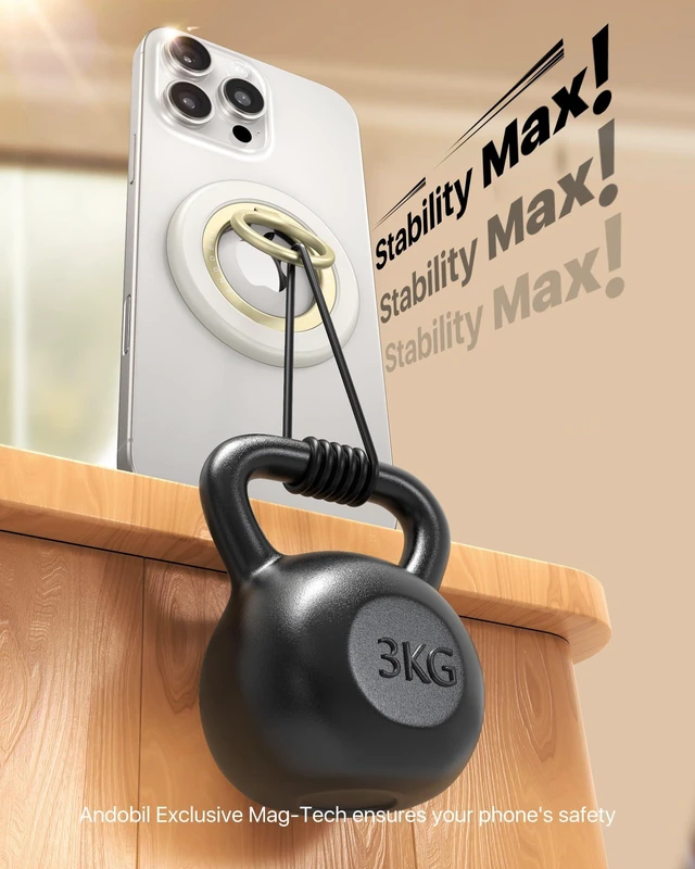 Alt view image 3 of 7 - 2026 3rd Gen Stability Magnetic Phone Ring Grip for MagSafe, White | Stronger 2-Sided Magnetic, 360° Rotation Cell Phone Ring Holder for MagSafe Accessories, iPhone 17 Pro Max Air 16/15/14/13/12