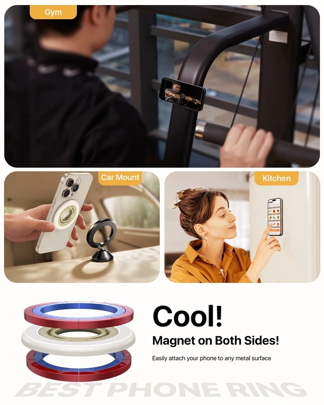 Alt view image 4 of 7 - 2026 3rd Gen Stability Magnetic Phone Ring Grip for MagSafe, White | Stronger 2-Sided Magnetic, 360° Rotation Cell Phone Ring Holder for MagSafe Accessories, iPhone 17 Pro Max Air 16/15/14/13/12