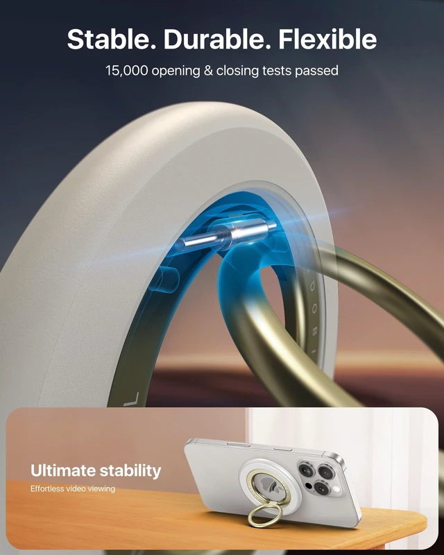 Alt view image 5 of 7 - 2026 3rd Gen Stability Magnetic Phone Ring Grip for MagSafe, White | Stronger 2-Sided Magnetic, 360° Rotation Cell Phone Ring Holder for MagSafe Accessories, iPhone 17 Pro Max Air 16/15/14/13/12