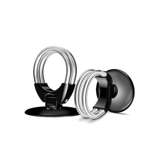 Alt view image 2 of 6 - 2Pcs Cell Phone Ring Holder, 3 in 1 Universal Phone Ring Stand Car Holder, Finger Grip Phone Holder and Tablet Stand Car Vent Phone Mount (Black)