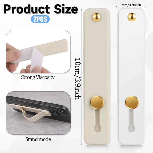 Alt view image 2 of 7 - 2 Pcs Universal Phone Grips - Finger Holder for Back of Phone, Portable Phone Strap - Grey White