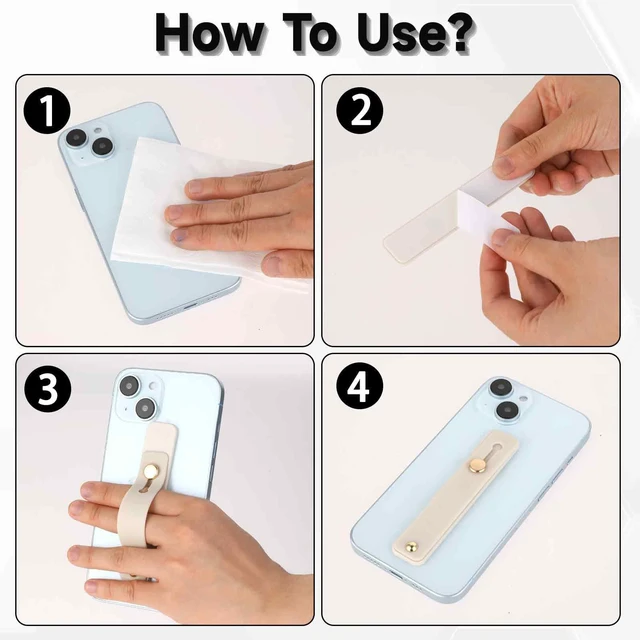 Alt view image 3 of 7 - 2 Pcs Universal Phone Grips - Finger Holder for Back of Phone, Portable Phone Strap - Grey White