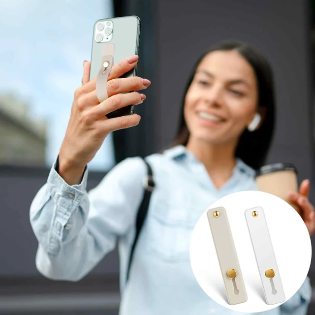 Alt view image 5 of 7 - 2 Pcs Universal Phone Grips - Finger Holder for Back of Phone, Portable Phone Strap - Grey White