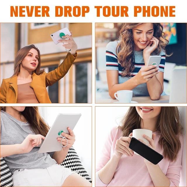 Alt view image 3 of 7 - Cell Phone Ring Holder Finger Kickstand, 360° Rotation Metal Cellphone Back Grip Foldable Cell Phone Stand Adjustable Phone Holder Compatible with Most Smartphones(Silver Marbling)