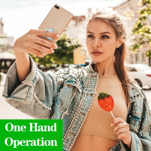 Alt view image 3 of 7 - 4Pcs Butterfly Phone Ring Stand Colored Cute Butterfly Phone Grip | Metal Cell Phone Finger Holder Cellphone Ring Holder Compatible with Phones Tablets Case 360°Rotation