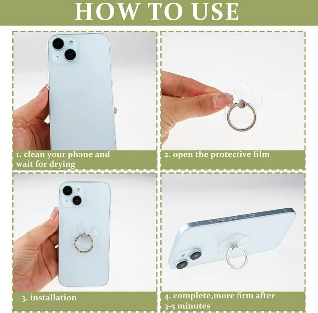 Alt view image 5 of 5 - Cell Phone Ring Holder,Transparent Phone Ring Grip Holder,360 Degree Rotation Finger Ring Kickstand Compatible with All Smartphone Phone Case