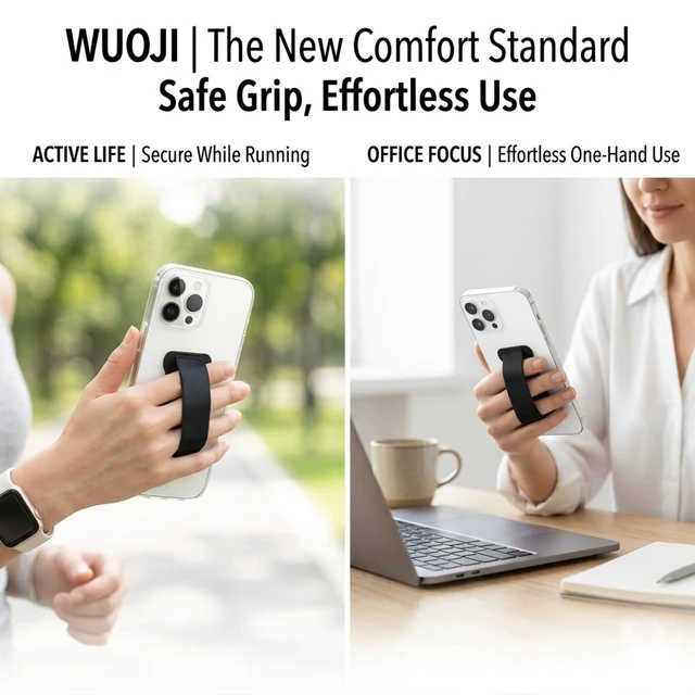 Alt view image 2 of 7 - Finger Strap Phone Holder - Ultra Thin Anti-Slip Universal Cell Phone Grips Band Holder for Back of Phone -2Pack(Black)