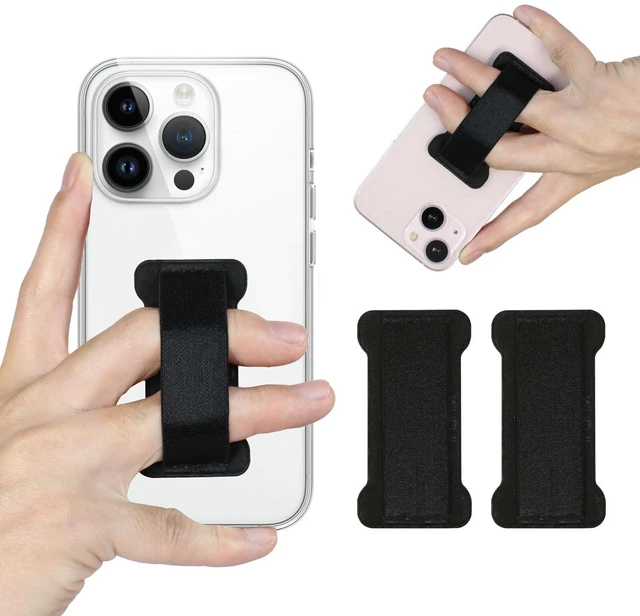 Main image of Finger Strap Phone Holder - Ultra Thin Anti-Slip Universal Cell Phone Grips Band Holder for Back of Phone -2Pack(Black)