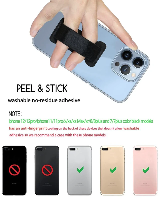 Alt view image 6 of 7 - Finger Strap Phone Holder - Ultra Thin Anti-Slip Universal Cell Phone Grips Band Holder for Back of Phone -2Pack(Black)