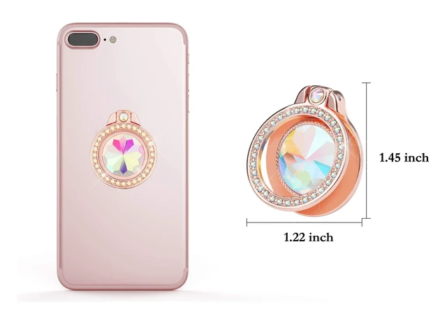 Alt view image 6 of 7 - Glitter Bling Bling Phone Ring Holder, Sparkle Phone Ring Artificial Diamond Stand, Rhinestone Cell Phone Finger Ring for Phones,Pad(Rose Gold)