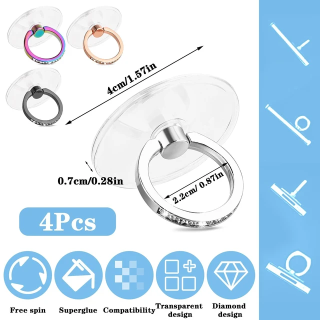 Alt view image 2 of 7 - Cell Phone Ring Holder, Phone Case Ring, Bling Phone Ring Holder Grip with Rhinestone Finger Grip 360° Rotation Compatible with Phones Tablets Case