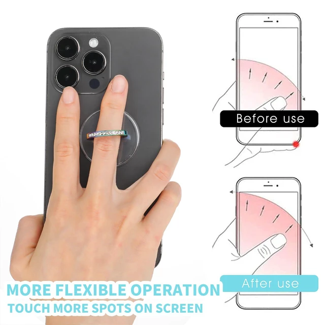 Alt view image 5 of 7 - Cell Phone Ring Holder, Phone Case Ring, Bling Phone Ring Holder Grip with Rhinestone Finger Grip 360° Rotation Compatible with Phones Tablets Case