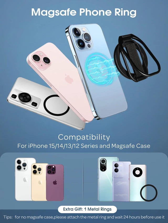 Alt view image 6 of 7 - All Aluminum Alloy Upgrade for MagSafe Phone Ring Holder with Finger Strap, MagSafe Accessories Compatible iPhone16promax/15/14/13/12 Series,Android (Double Folded Ligament)