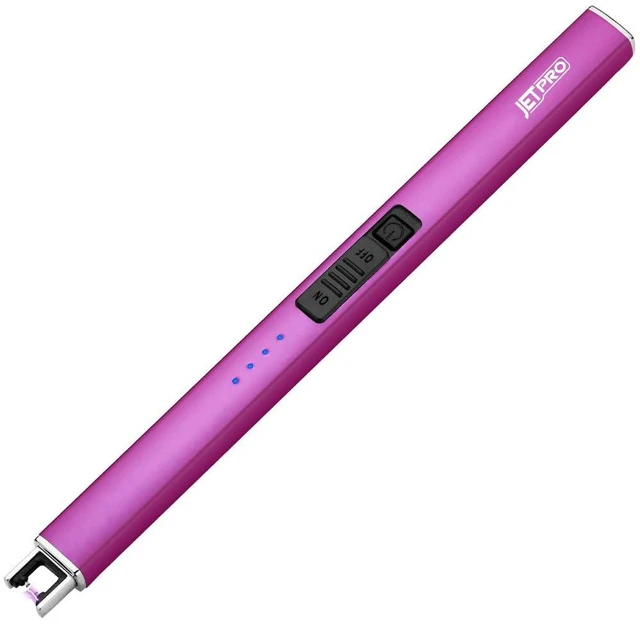 Main image of Electric Arc Windproof Lighter Flameless USB Rechargeable Lighter with Safety Lock for Candle BBQ Camping (Purple)