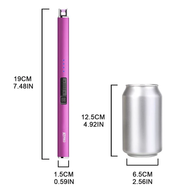 Alt view image 7 of 7 - Electric Arc Windproof Lighter Flameless USB Rechargeable Lighter with Safety Lock for Candle BBQ Camping (Purple)