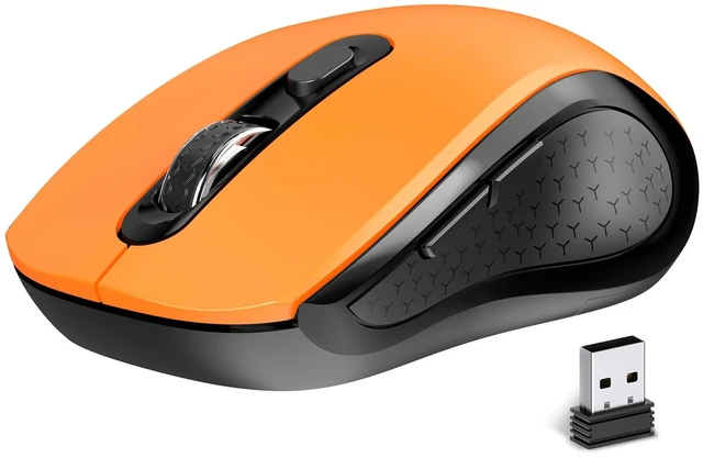 Main image of Wireless Mouse Ergonomic Computer Mouse with Side Buttons, Black & Orange | 2.4G USB Receive, Quiet Click, 3-Speed DPI, Anti Slip Roller, Silent Cordless Mice for Laptop PC Desktop Chromebook Windows