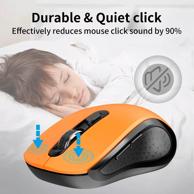 Alt view image 6 of 7 - Wireless Mouse Ergonomic Computer Mouse with Side Buttons, Black & Orange | 2.4G USB Receive, Quiet Click, 3-Speed DPI, Anti Slip Roller, Silent Cordless Mice for Laptop PC Desktop Chromebook Windows