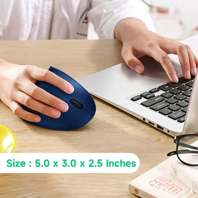 Alt view image 2 of 7 - Ergonomic Vertical Wireless Mouse Stylish Rechargeable 2.4G Optical Mice Cordless Mouse with USB Receiver, 800/1200 /1600 DPI, 5 Buttons for Laptop,PC,Mac,Computer (Blue)