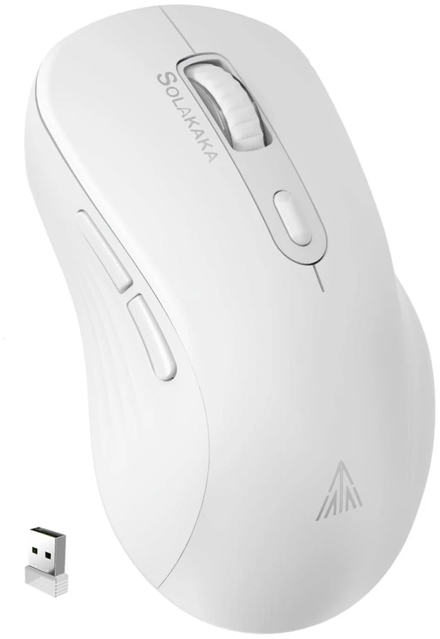 Main image of SM66 White Silent Wireless Mouse, Dual Mode(BT/2.4G) Computer Mouse for Laptop/PC/Mac