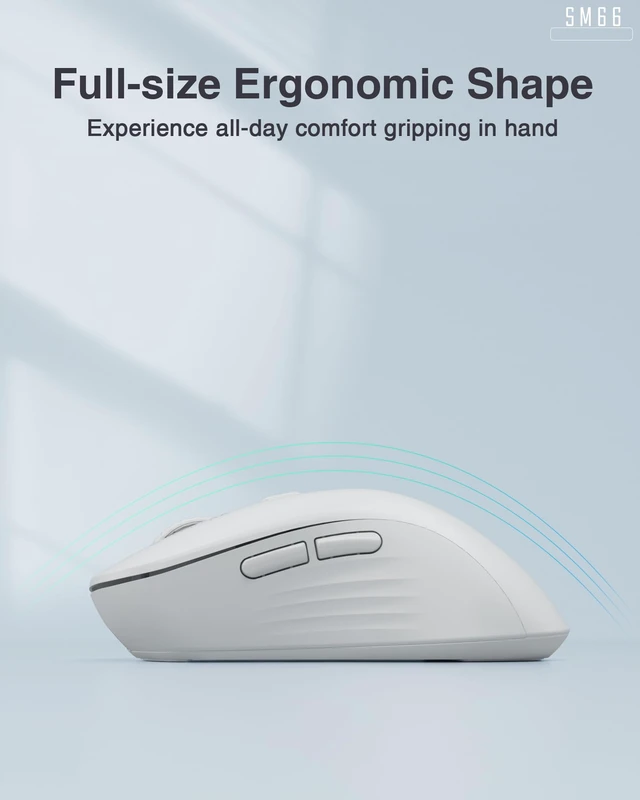Alt view image 6 of 7 - SM66 White Silent Wireless Mouse, Dual Mode(BT/2.4G) Computer Mouse for Laptop/PC/Mac