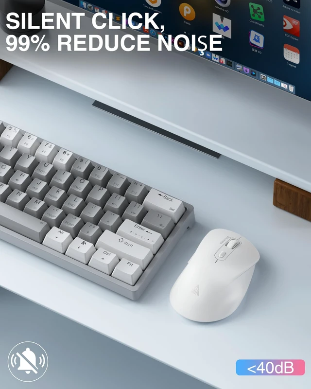 Alt view image 5 of 7 - SM66 White Silent Wireless Mouse, Dual Mode(BT/2.4G) Computer Mouse for Laptop/PC/Mac
