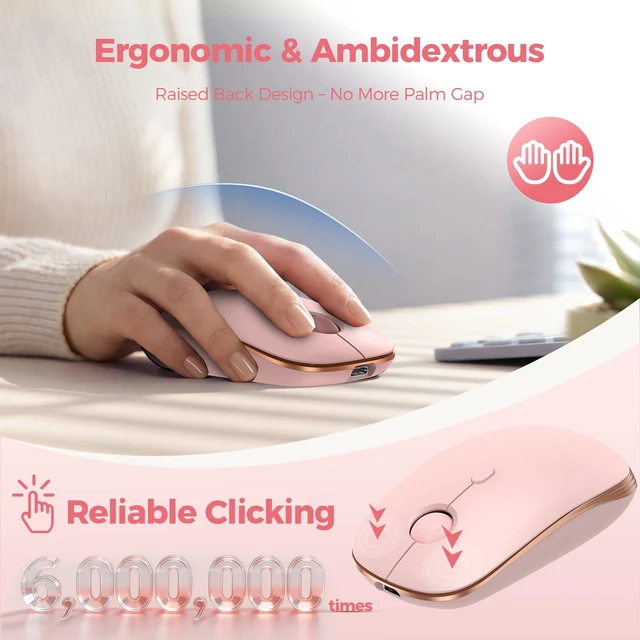 Alt view image 5 of 7 - Rechargeable Slim Portable Silent Computer 2.4 GHz Wireless Mouse | Lightweight Ambidextrous with Nano Receiver, 4000 DPI Optical Tracking 90-Day Battery Life, Compatible with PC, Mac, Laptop