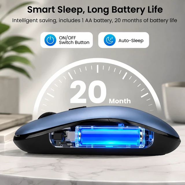 Alt view image 6 of 7 - Wireless Mouse for Laptop,2.4G Slim Quiet Portable USB Computer Mice,± 3200 DPI,Lightweight,Plug&Play,4 Adjustment Speed,20 Months Battery Life,Cordless Office Mouses for Mac,PC,Chromebook,Notebook