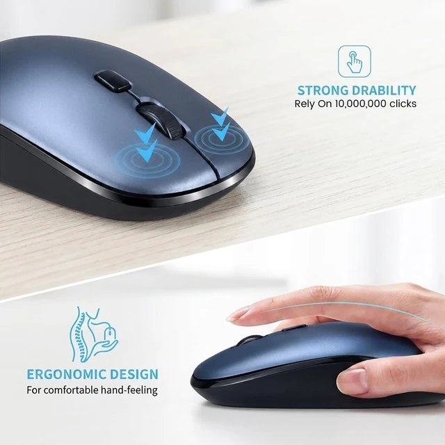 Alt view image 7 of 7 - Wireless Mouse for Laptop,2.4G Slim Quiet Portable USB Computer Mice,± 3200 DPI,Lightweight,Plug&Play,4 Adjustment Speed,20 Months Battery Life,Cordless Office Mouses for Mac,PC,Chromebook,Notebook
