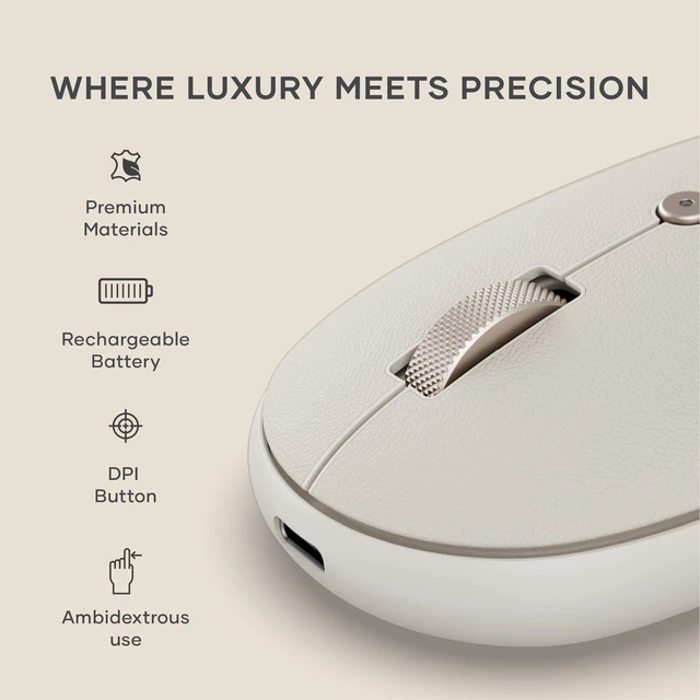 Alt view image 2 of 7 - OntheGo Bluetooth Mouse, Connect Up to 3 Devices, for Laptop, Sand | USB-C rechargeable battery, compact & portable, for laptop, computer, tablet