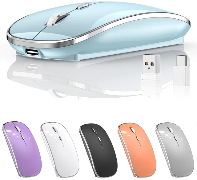 Main image of Silent Wireless Mouse | USB-C & USB-A Dual Receiver(Blue) | Rechargeable Slim Portable Mouse, Plug & Play, 3 Adjustable DPI, Compatible with PC, Laptop & Mac, Ideal for Work & Travel