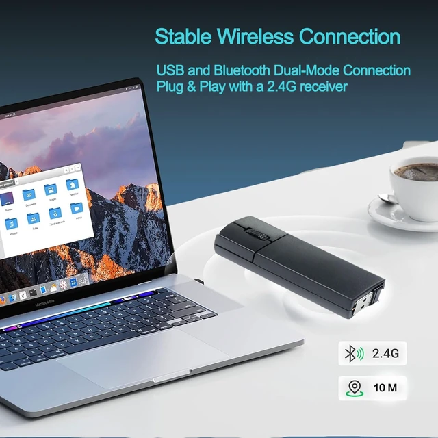 Alt view image 5 of 7 - Ultra Small Bluetooth Wireless Mouse, Dual Mode (BT+2.4G) Noiseless Rechargeable (with Mouse Case), 1200 DPI Slim and Portable Mini Travel Cordless Mice for PC Computer Laptop (Black)