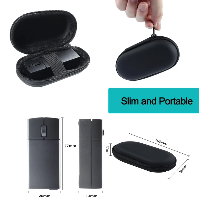Alt view image 6 of 7 - Ultra Small Bluetooth Wireless Mouse, Dual Mode (BT+2.4G) Noiseless Rechargeable (with Mouse Case), 1200 DPI Slim and Portable Mini Travel Cordless Mice for PC Computer Laptop (Black)