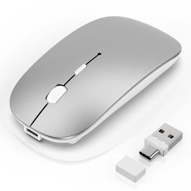 Main image of S1 Wireless Mouse for Mac/MacBook Air/Pro & iPad, Bluetooth Rechargeable Mouse with Type-C, Slim Mouse Jiggler for Laptop, 4 Connection Modes, Silent Click, 1600 DPI Compatible Mac OS/Windows