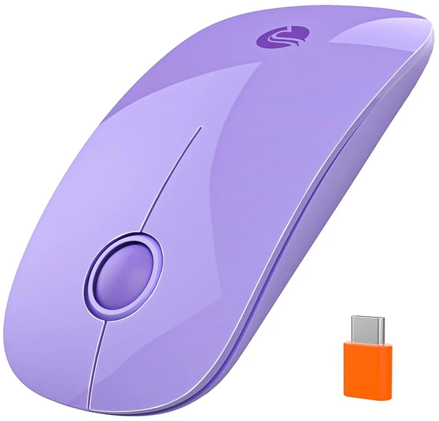 Main image of USB C Wireless Mouse for MacBook, 2.4G Direct USB-C Receiver,Purple | Slim Silent with USB-C Receiver, 800/1200/1600 DPI, AA Battery Powered, Portable Type C Mouse for USB-C Devices, Laptop