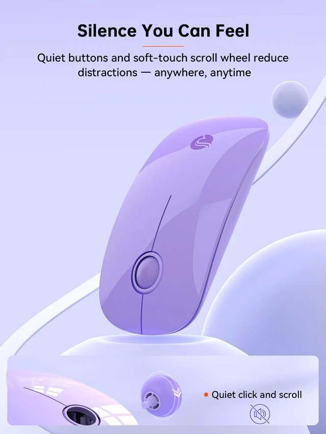 Alt view image 4 of 7 - USB C Wireless Mouse for MacBook, 2.4G Direct USB-C Receiver,Purple | Slim Silent with USB-C Receiver, 800/1200/1600 DPI, AA Battery Powered, Portable Type C Mouse for USB-C Devices, Laptop
