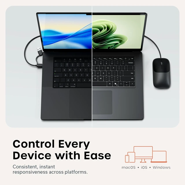 Alt view image 2 of 7 - Slim LX Wired Mouse, Aluminum USB-C Design, Space Black | Quiet click performance, for Mac and PC setups