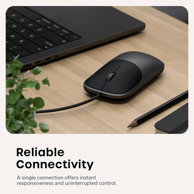 Alt view image 4 of 7 - Slim LX Wired Mouse, Aluminum USB-C Design, Space Black | Quiet click performance, for Mac and PC setups