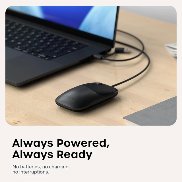 Alt view image 5 of 7 - Slim LX Wired Mouse, Aluminum USB-C Design, Space Black | Quiet click performance, for Mac and PC setups