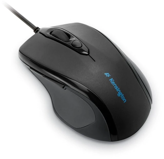 Main image of Pro Fit Full-Size Mouse USB (K72369US),Black | Right hand contour with soft rubber grip, pointer speed quick select, forward and back keys, no drivers needed
