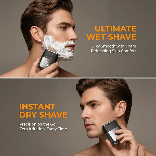 Alt view image 2 of 7 - Foil Shaver for Men - Cordless Wet Dry Fast Charge | Dual Floating Heads + 3-Blade System, IPX7 Waterproof, 90-Min Runtime, LED Display & Travel Lock
