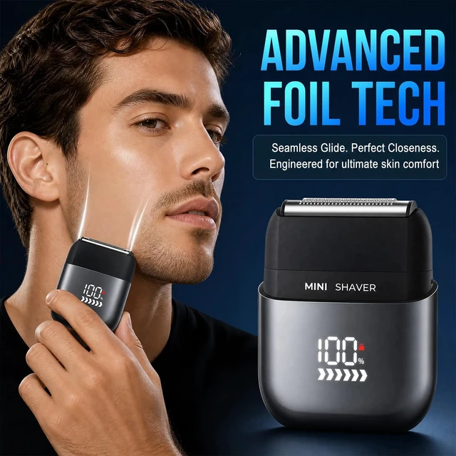 Alt view image 7 of 7 - Foil Shaver for Men - Cordless Wet Dry Fast Charge | Dual Floating Heads + 3-Blade System, IPX7 Waterproof, 90-Min Runtime, LED Display & Travel Lock