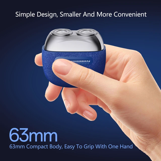 Alt view image 4 of 7 - Mini Electric Shavers for Men, Portable Electric Razor with IPX7 Waterproof, Wet and Dry Shaving, USB-C Rechargeable Beard Shaver for Travel, Home, Blue